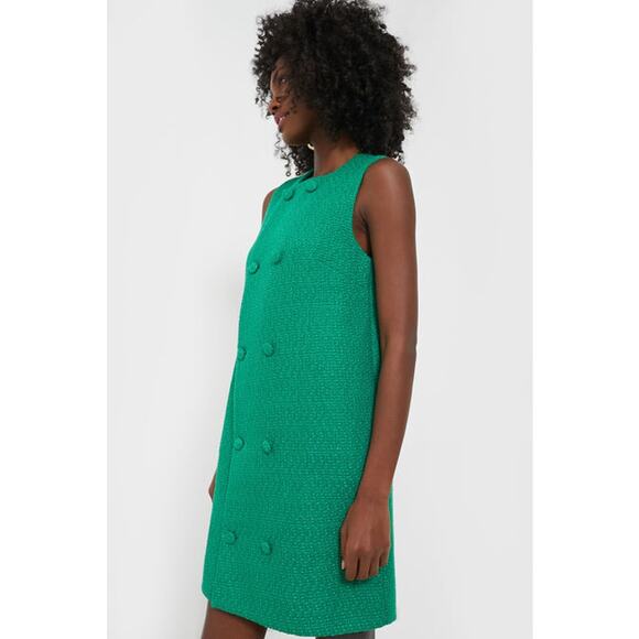 Tuckernuck Pomander Place Emerald Green Tweed Bianca Dress - Picture 3 of 11